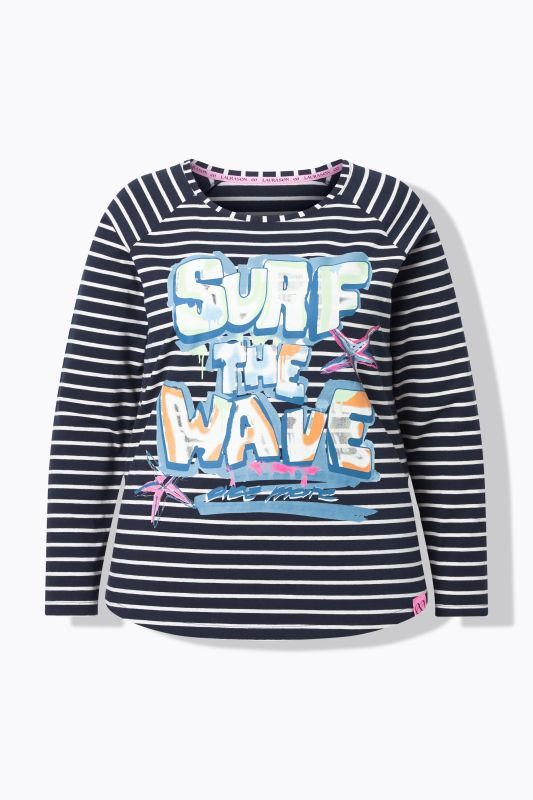 T-shirt rayé, manches longues et décolleté rond