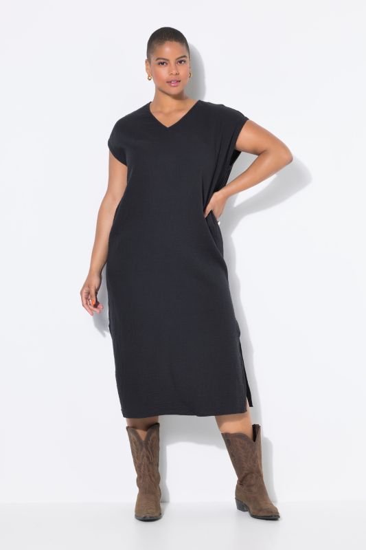 Robe midi en mousseline, coupe oversize