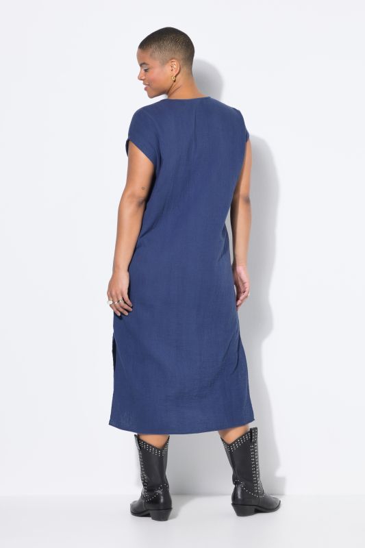 Robe midi en mousseline, coupe oversize