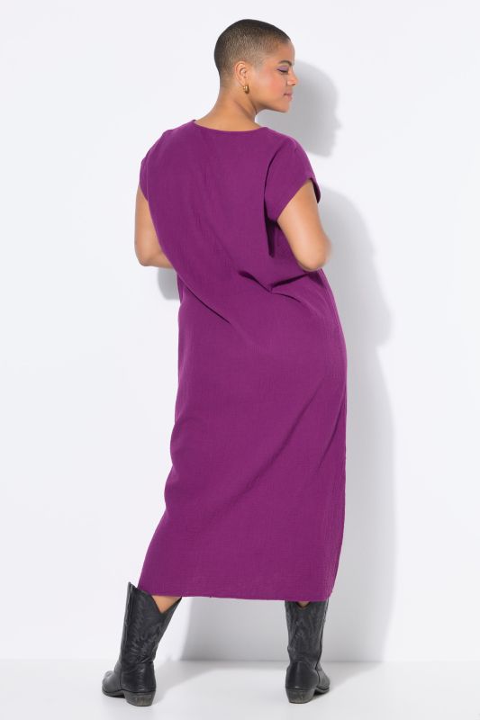 Robe midi en mousseline, coupe oversize