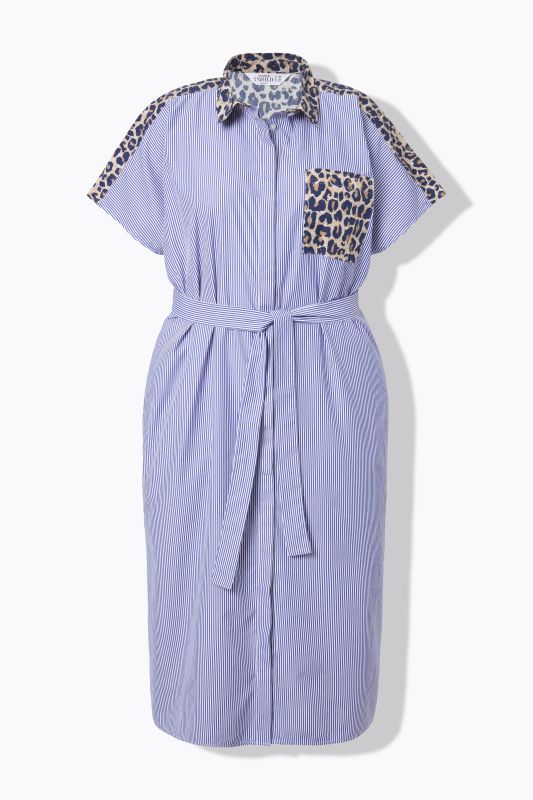 Robe chemisier oversize, écusson léopard