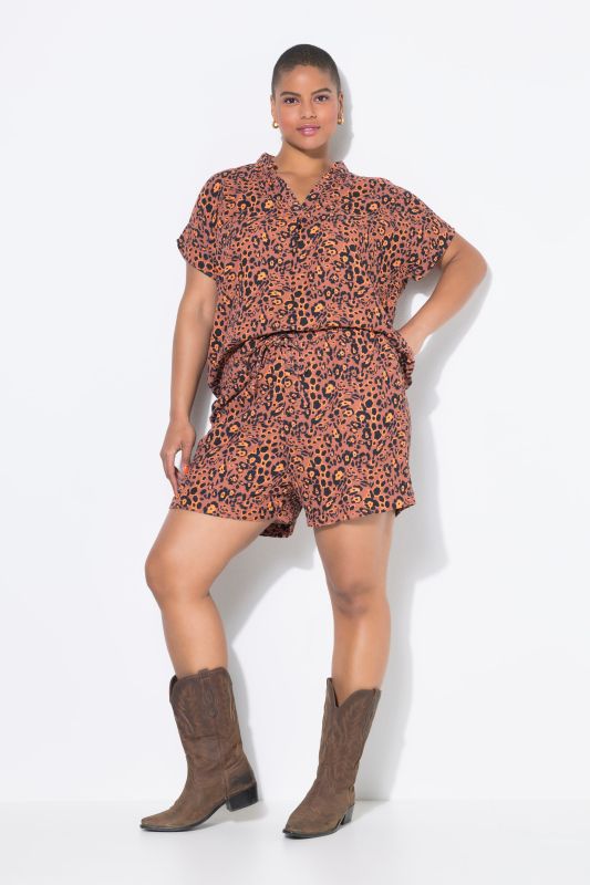 Short en mousseline, imprimé léopard, coupe Wide Legs