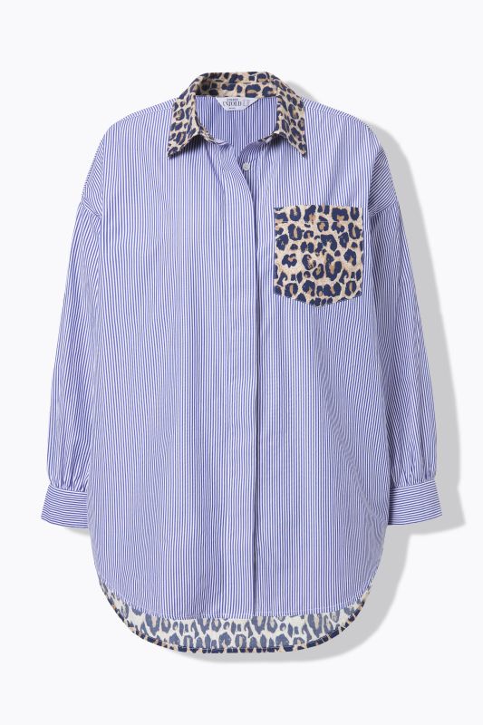 Chemisier oversize, imprimé léopard/rayures