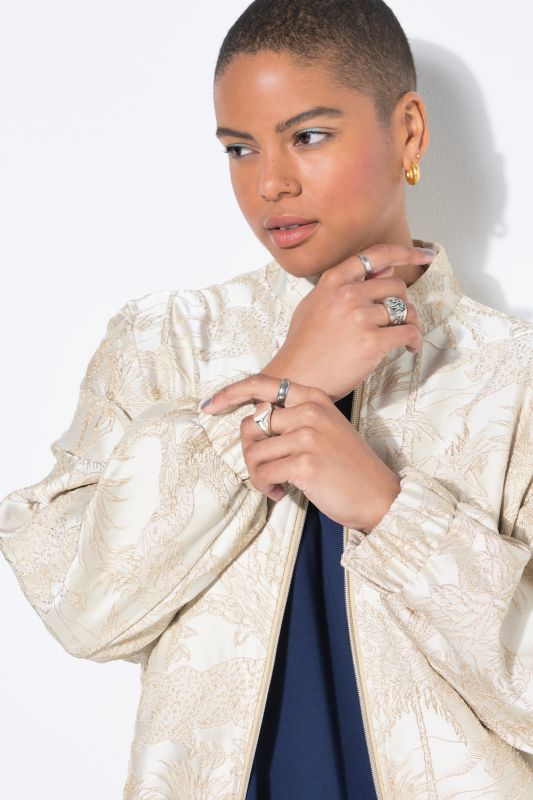 Blouson coupe Boxy Shape, tissu Jacquard imprimé jungle