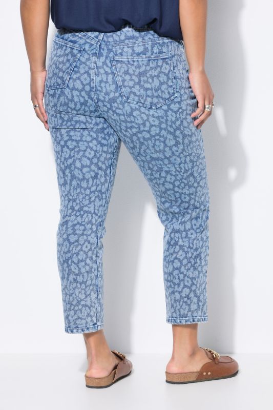 Jean Mom 5 poches, motif léopard