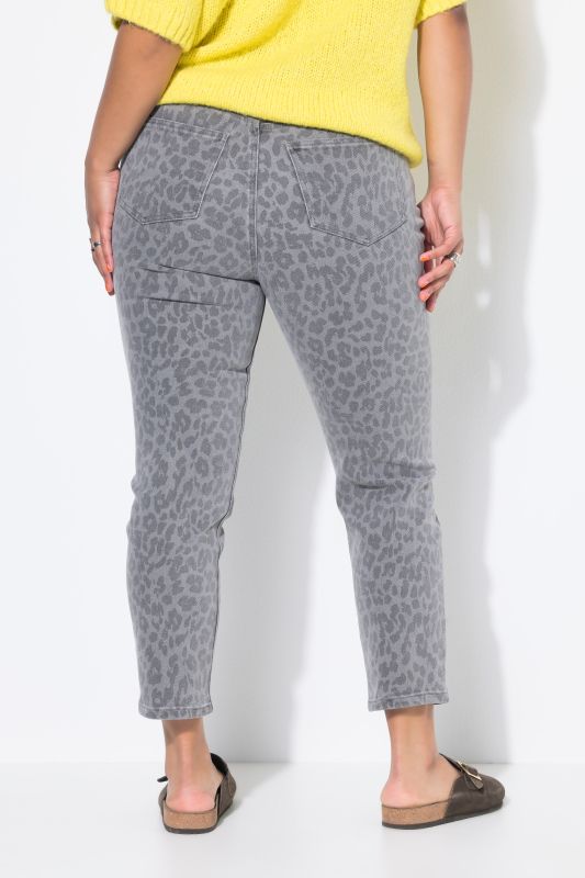 Jean Mom 5 poches, motif léopard