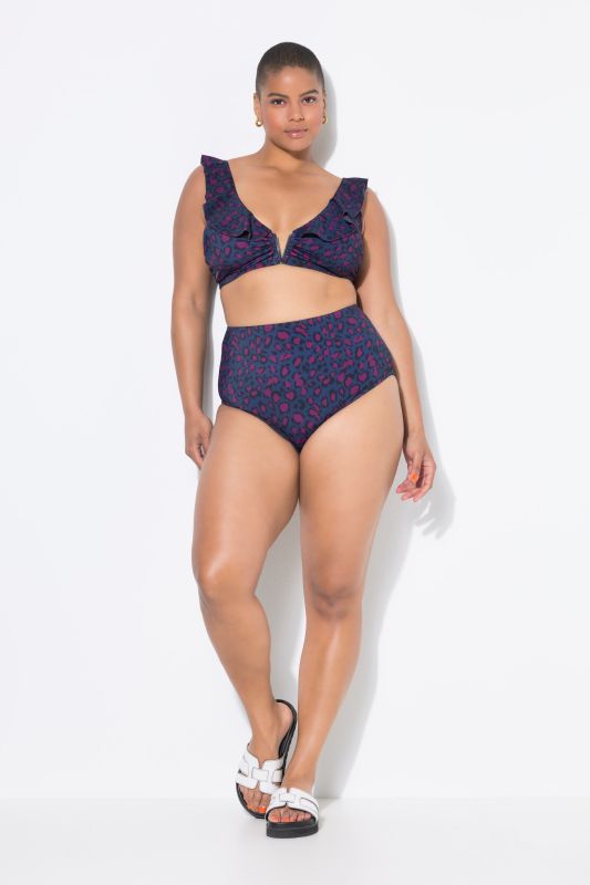 Haut de bikini, coques souples, imprimé léopard coloré