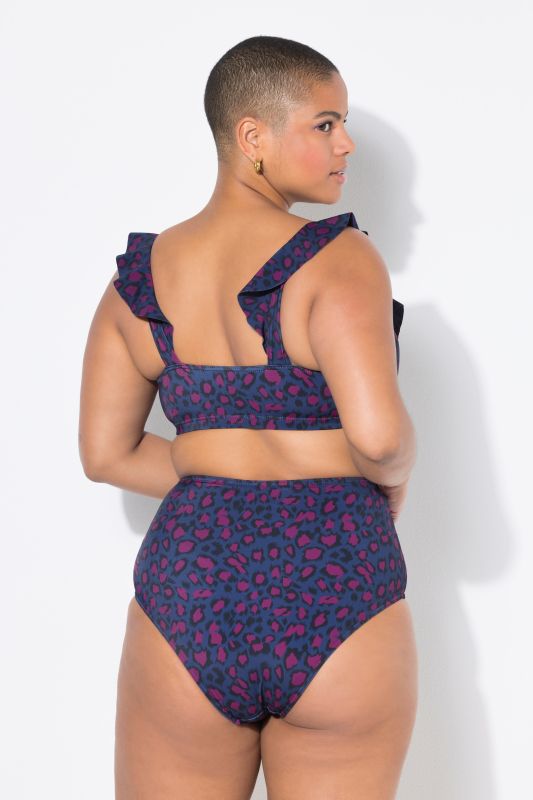 Bas de bikini taille haute, imprimé léopard coloré