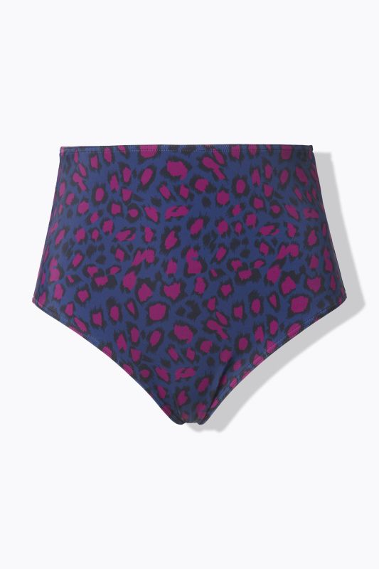 Bas de bikini taille haute, imprimé léopard coloré