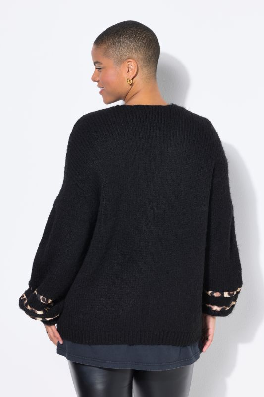 Cardigan oversize, nœuds motif léopard