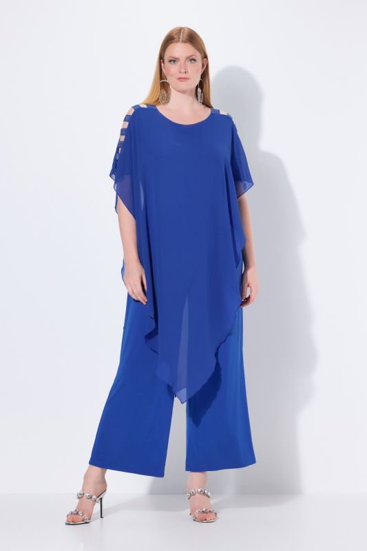 Combinaison 1 pièce en jersey, jambe large et voile en mousseline