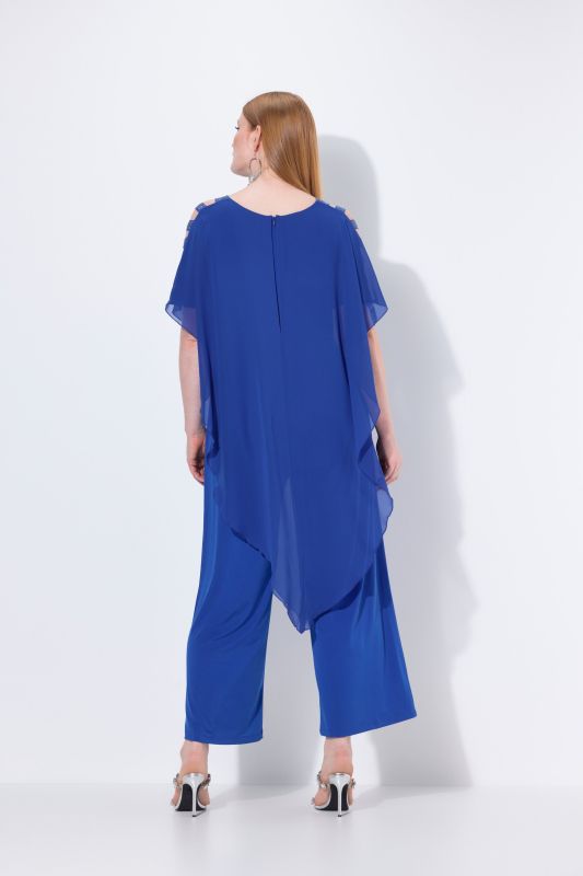 Combinaison 1 pièce en jersey, jambe large et voile en mousseline