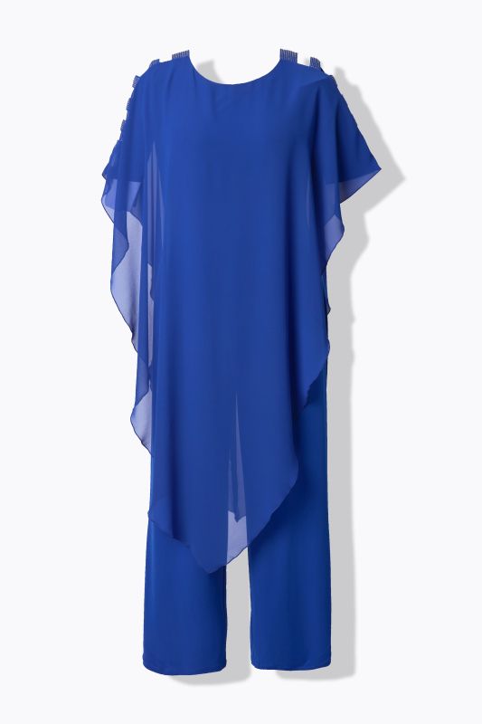 Combinaison 1 pièce en jersey, jambe large et voile en mousseline