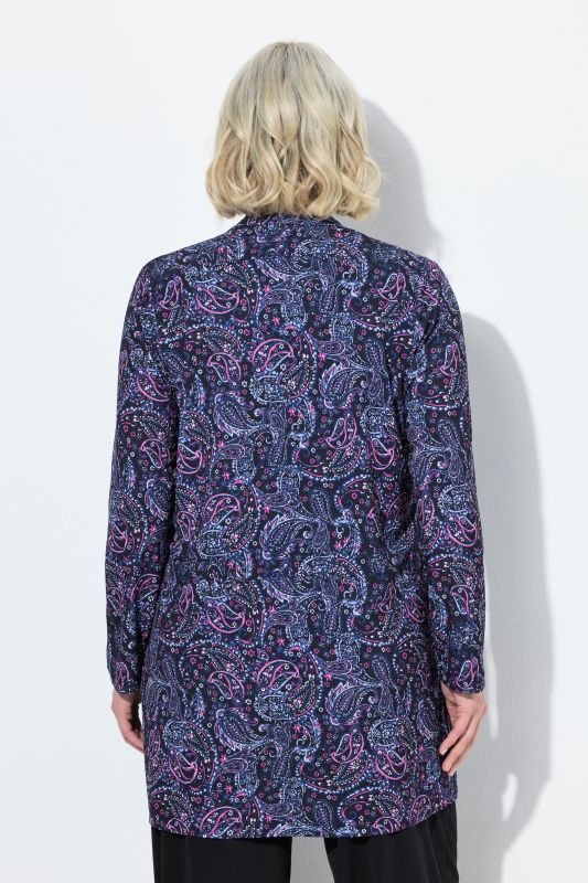 Veste en jersey à manches longues et col châle. Coupe ouverte sans fermeture