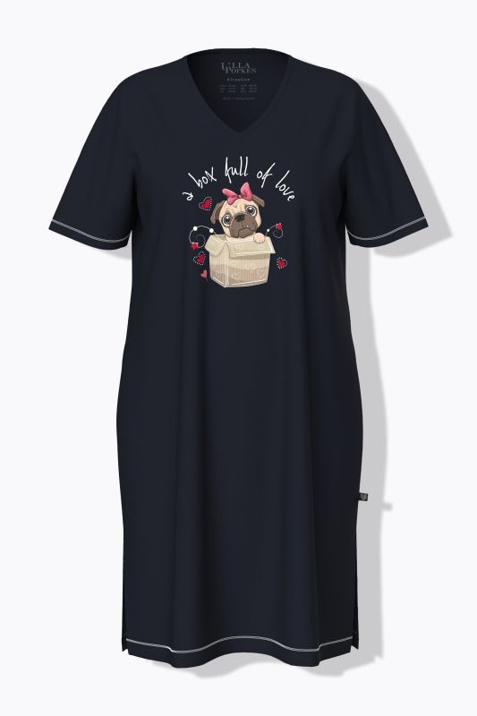 Grand t-shirt avec imprimé, col V et manches courtes