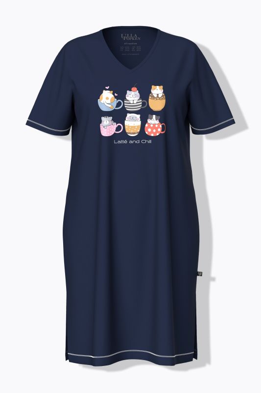 Grand t-shirt avec imprimé, col V et manches courtes
