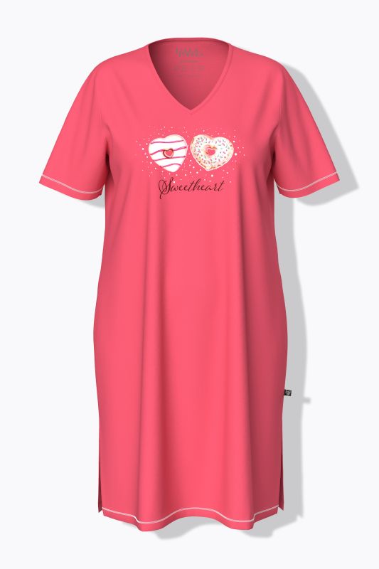 Grand t-shirt avec imprimé, col V et manches courtes