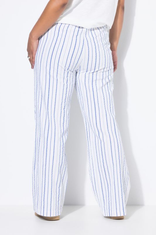 Pantalon en crêpe rayé, coupe Wide Legs