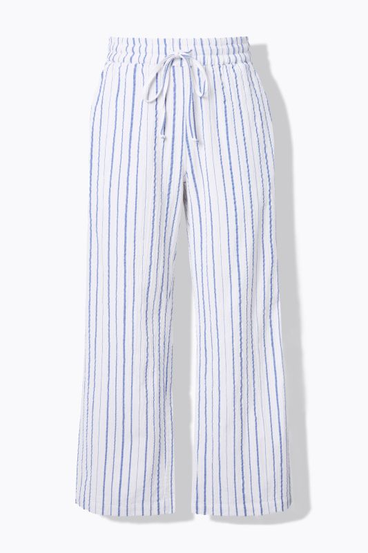 Pantalon en crêpe rayé, coupe Wide Legs