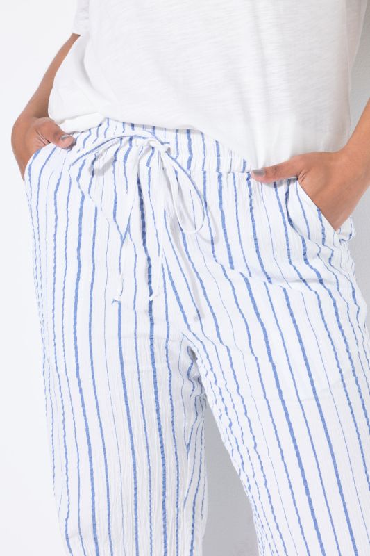 Pantalon en crêpe rayé, coupe Wide Legs