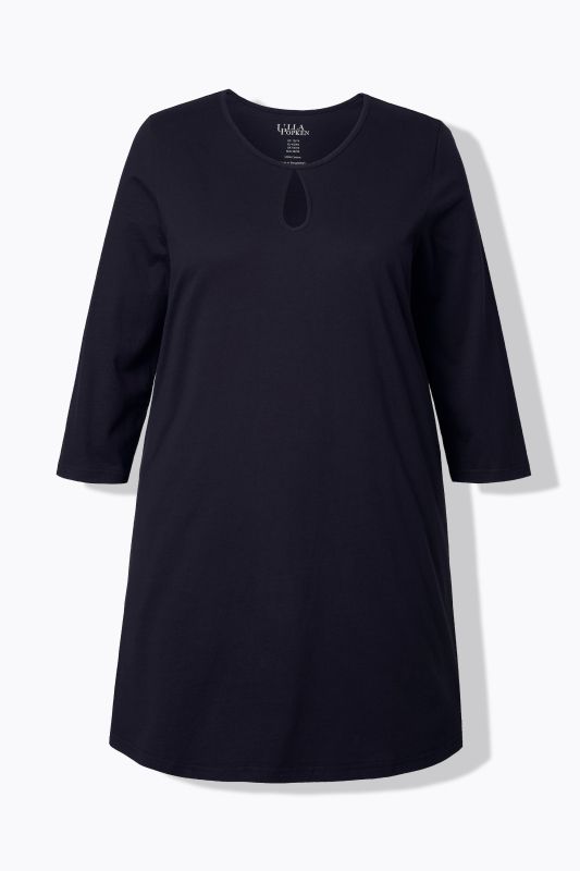 T-shirt long coupe évasée, décolleté rond et manches 3/4