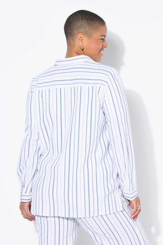 Chemisier en crêpe rayé, coupe Boxy Shape