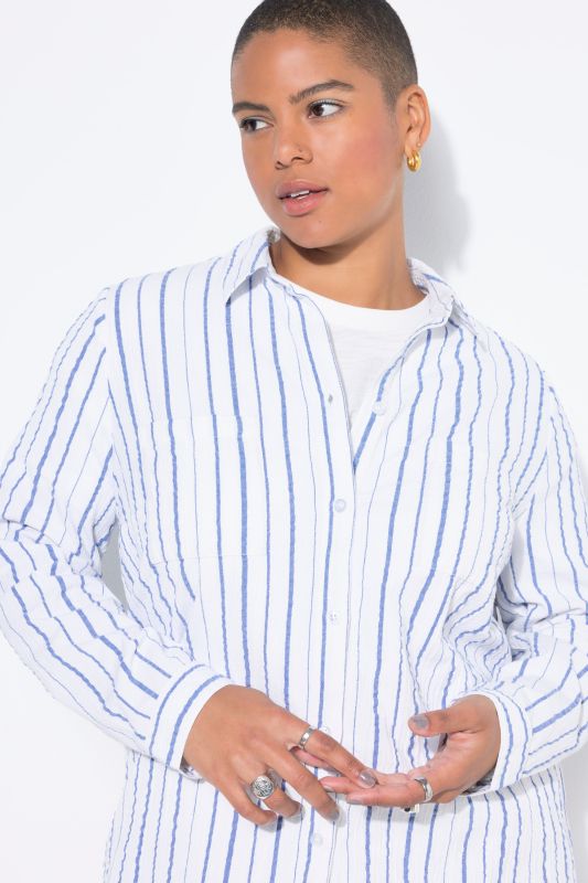 Chemisier en crêpe rayé, coupe Boxy Shape