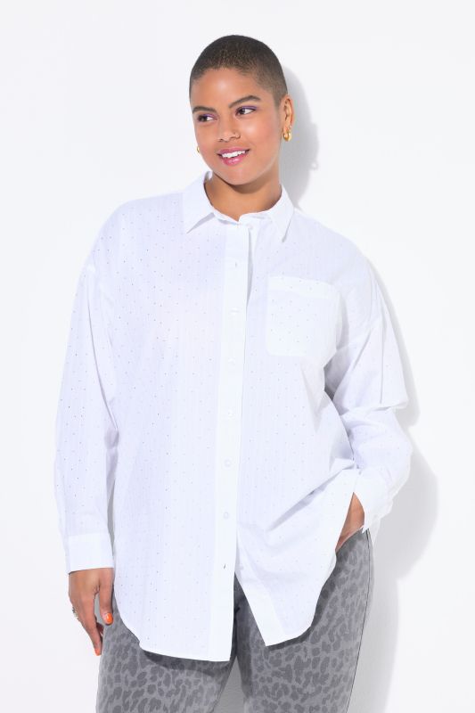 Chemisier oversize, petites pierres scintillantes