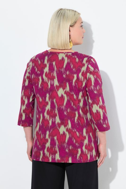 T-shirt coupe évasée, décolleté rond et manches 3/4