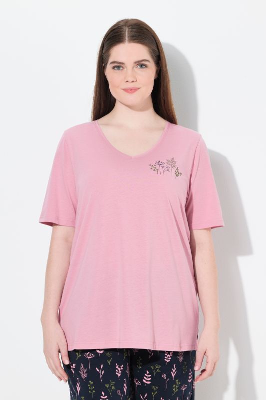 T-shirt de pyjama en coton bio. Col en V et manches courtes