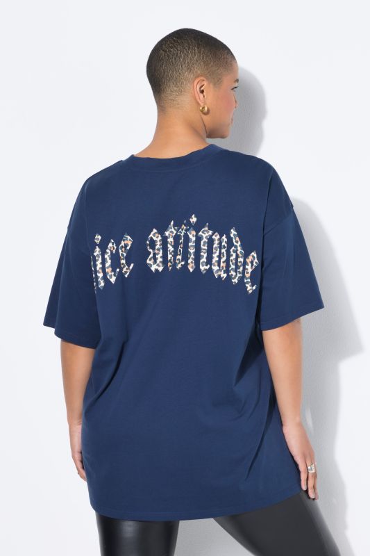 T-shirt oversize, imprimé léopard dans le dos