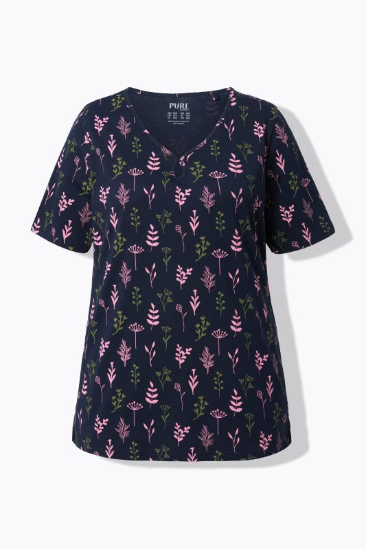T-shirt de pyjama en coton bio. Col en V et manches courtes