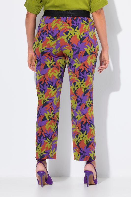 Pantalon Sienna en jersey motif feuilles, jambe étroite et taille élastique