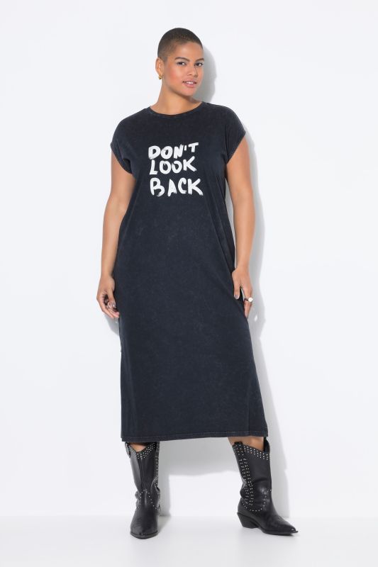 Robe midi en jersey, imprimé à message et coupe oversize