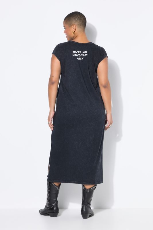 Robe midi en jersey, imprimé à message et coupe oversize