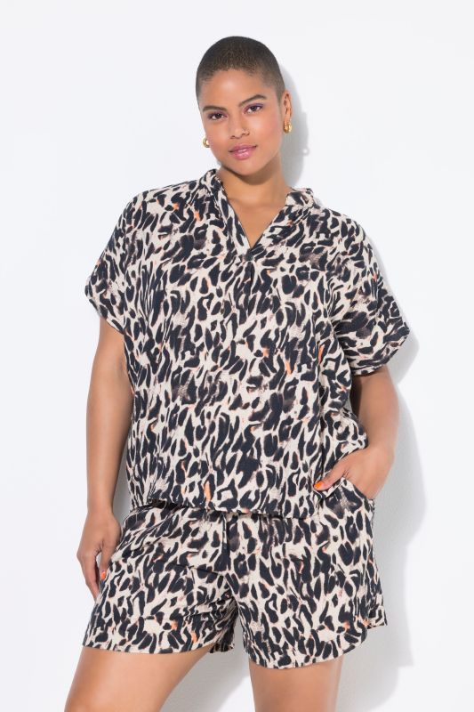 Blouse oversize en mousseline, imprimé léopard XL