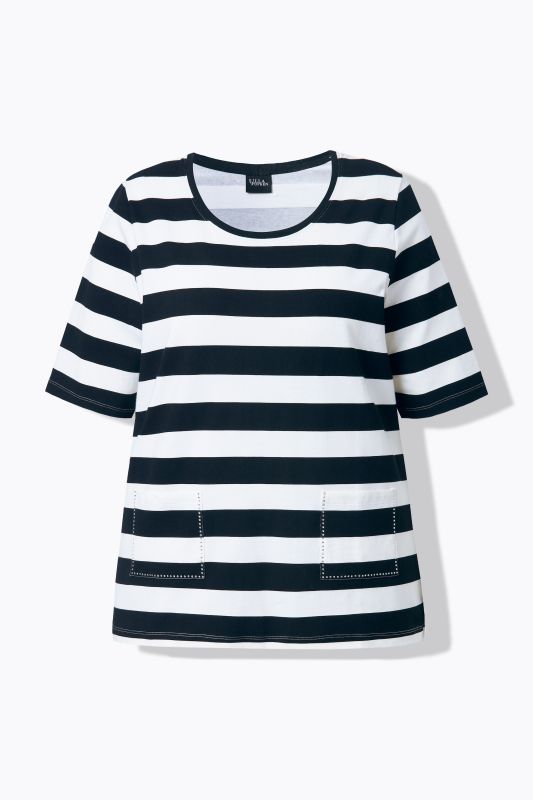 T-shirt rayé avec poches, décolleté rond et manches courtes, coupe Classic Fit