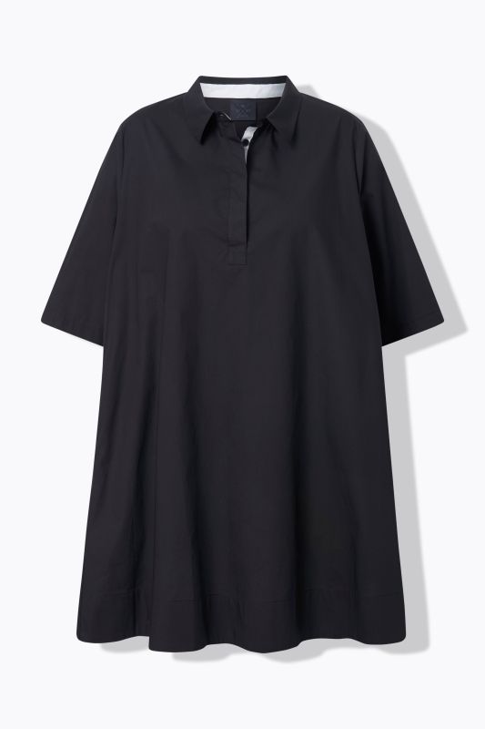 Robe-tunique en Papertouch, col chemise et manches courtes, coupe évasée
