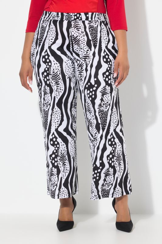 Pantalon fluide. Jambe large et droite. Taille élastique