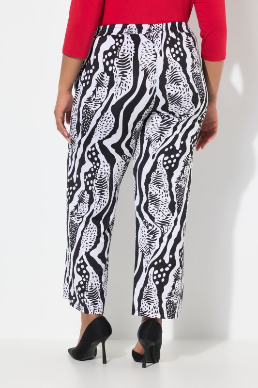 Pantalon fluide. Jambe large et droite. Taille élastique