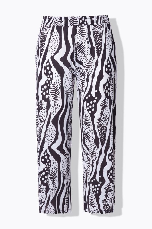 Pantalon fluide. Jambe large et droite. Taille élastique