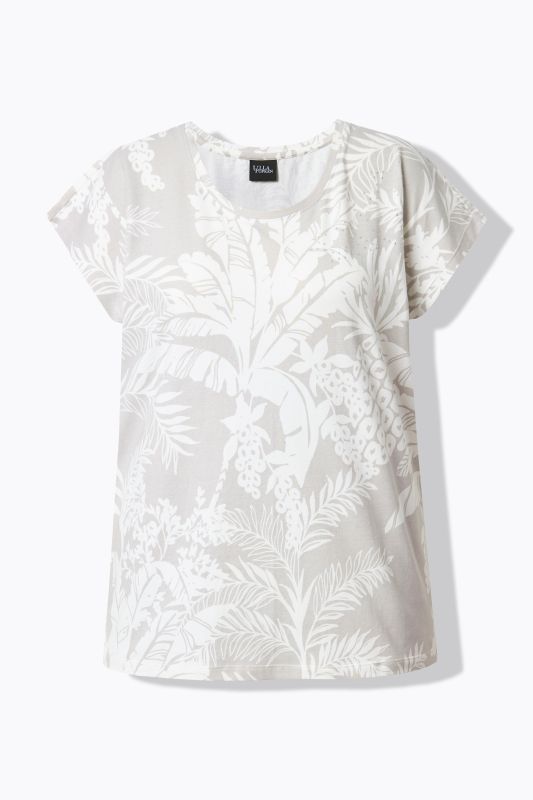 T-shirt oversize, motif palmiers. Encolure ronde et manches courtes