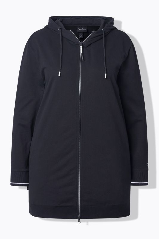 Veste oversize en molleton, passepoil fantaisie, capuche et fermeture à glissière à double sens