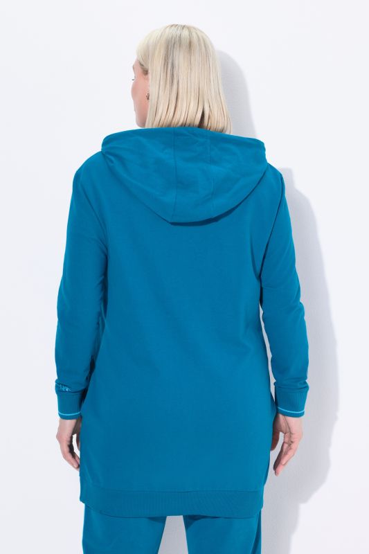 Veste oversize en molleton, passepoil fantaisie, capuche et fermeture à glissière à double sens
