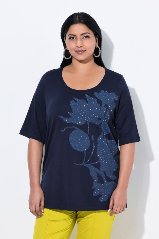 T-shirt en coton Pima, décolleté rond et manches courtes, coupe évasée