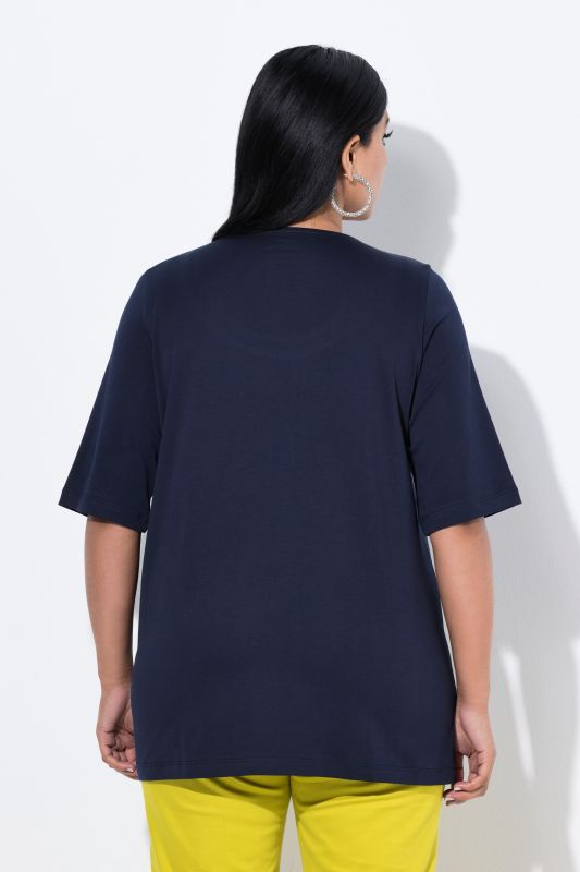 T-shirt en coton Pima, décolleté rond et manches courtes, coupe évasée