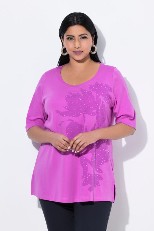 T-shirt en coton Pima, décolleté rond et manches courtes, coupe évasée