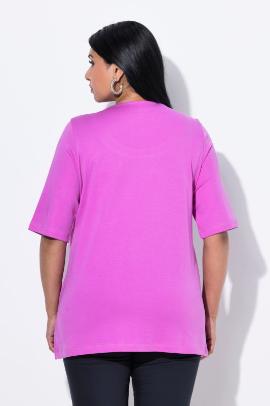 T-shirt en coton Pima, décolleté rond et manches courtes, coupe évasée