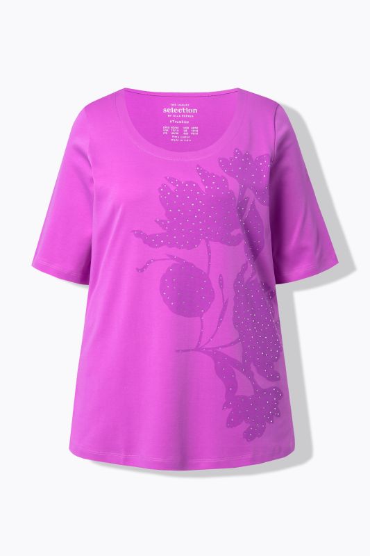 T-shirt en coton Pima, décolleté rond et manches courtes, coupe évasée