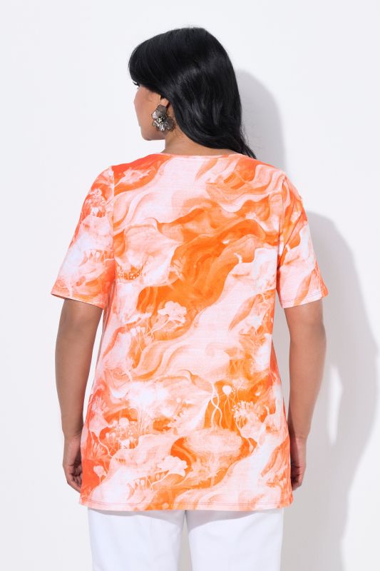 T-shirt en coton Pima, décolleté rond et manches courtes, coupe évasée